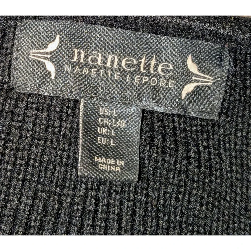 Nanette Lepore Black Faux Fur Vest Sleeveless Collarless Size L‎